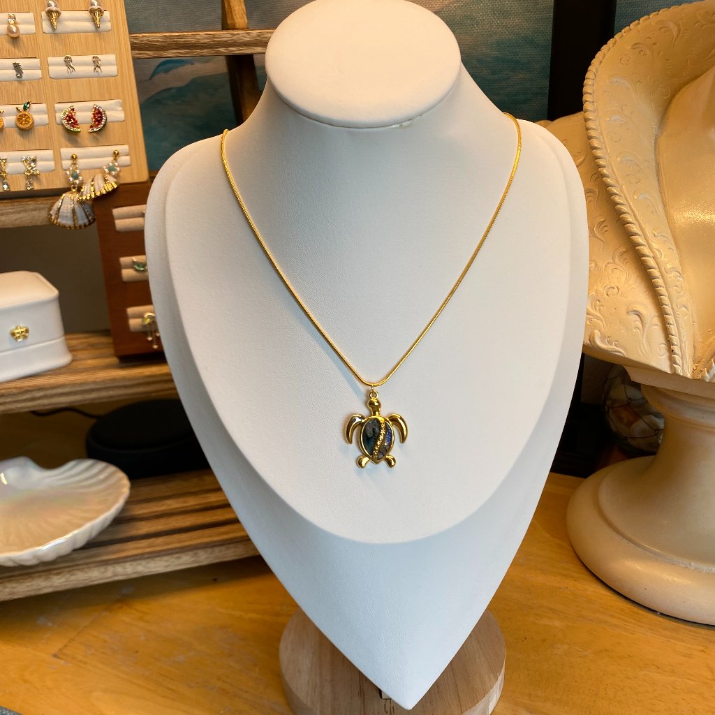 M84 Special Deal!! Golden Plated Sea Turtle Abalone Shell Charm Necklace